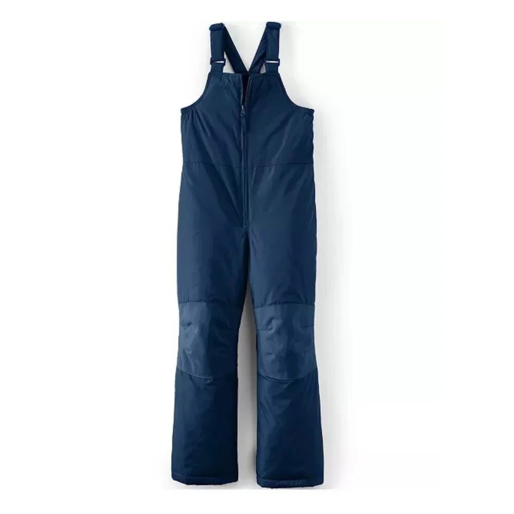 Nwot Lands End - 18 Big Kids Waterproof Insulated Iron Knee Snow Bib In Navy